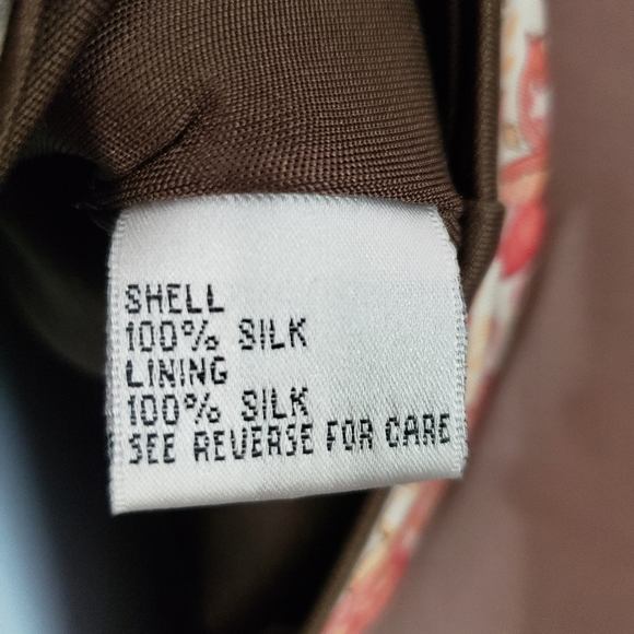 NWOT Talbots brown pink orange floral paisley silk blouse top Womens 14 - Picture 3 of 8